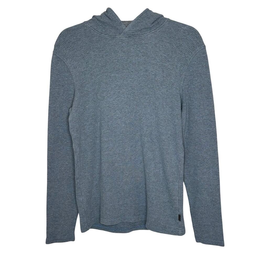 Michael Kors Blue Waffle Knit Hoodie Sweater Long Sleeve Winter Casual Comfort S
